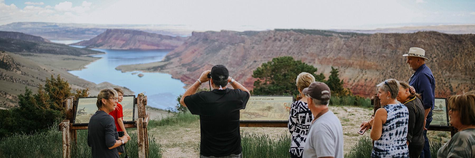 Visitors enjoying the scenic overlooks in Flaming Gorge National Recreation Area